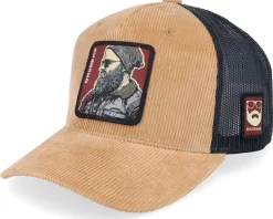 Cap Man Modern Cord Caramel/Black A-frame Trucker - Bearded Man