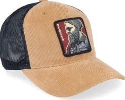 Cap Man Modern Cord Caramel/Black A-frame Trucker - Bearded Man