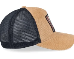 Cap Man Modern Cord Caramel/Black A-frame Trucker - Bearded Man