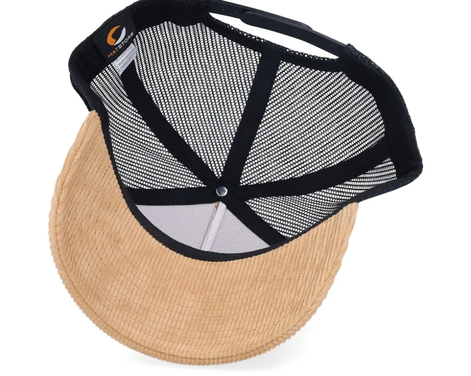 Cap Man Modern Cord Caramel/Black A-frame Trucker - Bearded Man