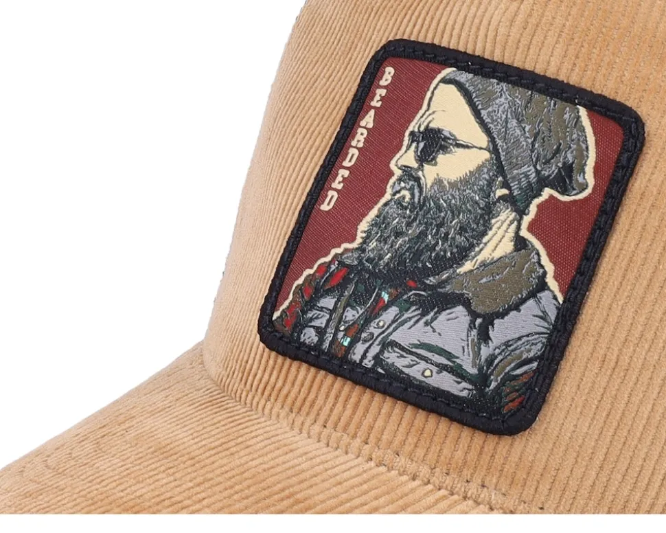 Cap Man Modern Cord Caramel/Black A-frame Trucker - Bearded Man