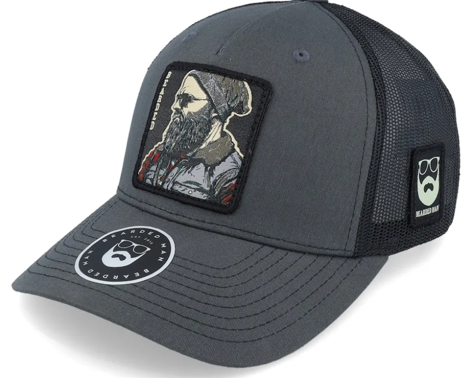 Cap Man Modern 112fp Split Charcoal/Black Trucker - Bearded Man