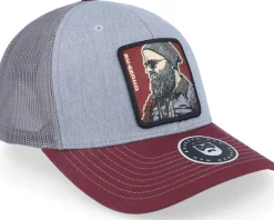 Cap Man Modern Tri Heather Grey/Charcoal/Maroon Trucker - Bearded Man