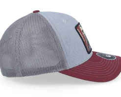 Cap Man Modern Tri Heather Grey/Charcoal/Maroon Trucker - Bearded Man