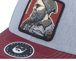 Cap Man Modern Tri Heather Grey/Charcoal/Maroon Trucker - Bearded Man