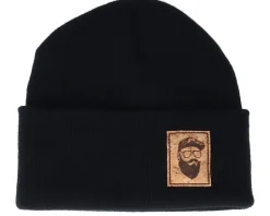 Cap Man Patch Black Beanie - Bearded Man