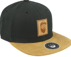 Cap Man Patch Black/Suede Snapback - Bearded Man