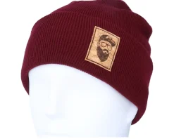 Cap Man Patch Burgundy Beanie - Bearded Man