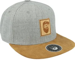 Cap Man Patch Grey/Suede Snapback - Bearded Man