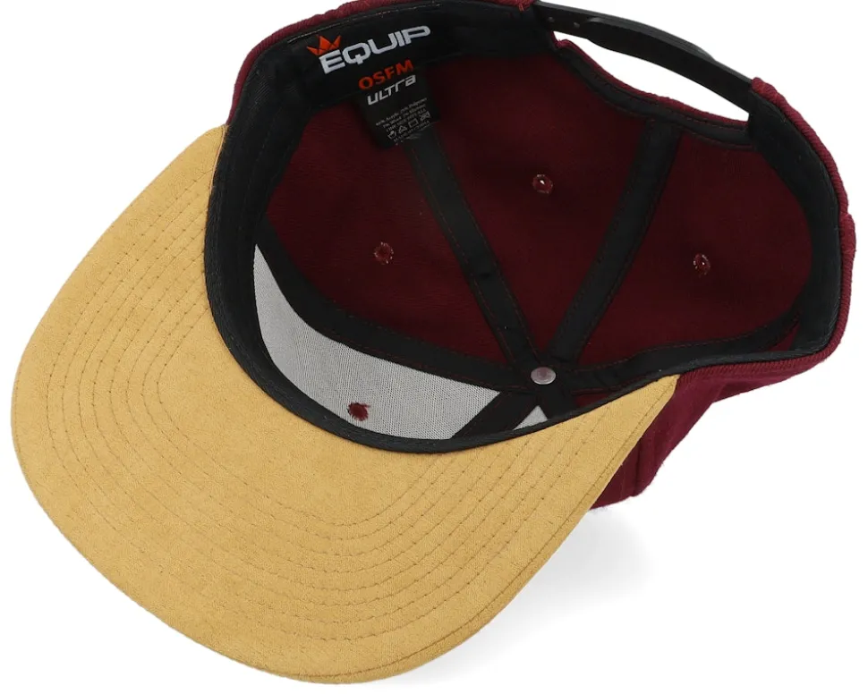 Cap Man Patch Maroon/Suede Snapback - Bearded Man