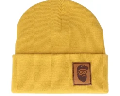 Cap Man Patch Mustard Beanie - Bearded Man