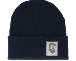 Cap Man Patch Navy Beanie - Bearded Man