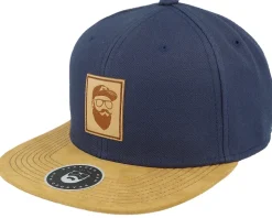 Cap Man Patch Navy/Suede Snapback - Bearded Man