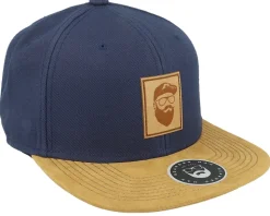 Cap Man Patch Navy/Suede Snapback - Bearded Man