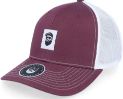 Cap Man Woven 112 Split Maroon/White Trucker - Bearded Man