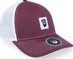 Cap Man Woven 112 Split Maroon/White Trucker - Bearded Man