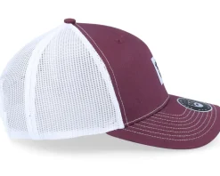 Cap Man Woven 112 Split Maroon/White Trucker - Bearded Man