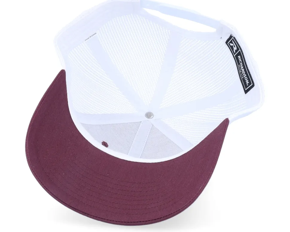 Cap Man Woven 112 Split Maroon/White Trucker - Bearded Man