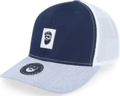 Cap Man Woven 112 Tri Navy/White/Heather Grey Trucker - Bearded Man
