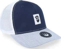 Cap Man Woven 112 Tri Navy/White/Heather Grey Trucker - Bearded Man