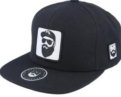Cap Man Woven Patch Black Snapback - Bearded Man