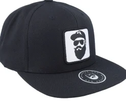 Cap Man Woven Patch Black Snapback - Bearded Man