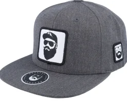 Cap Man Woven Patch Black Snapback - Bearded Man