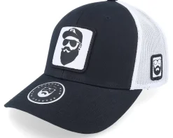 Cap Man Woven Patch Black/White Trucker - Bearded Man