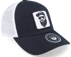 Cap Man Woven Patch Black/White Trucker - Bearded Man