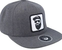 Cap Man Woven Patch Dark Heather Grey Snapback - Bearded Man