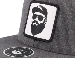 Cap Man Woven Patch Dark Heather Grey Snapback - Bearded Man