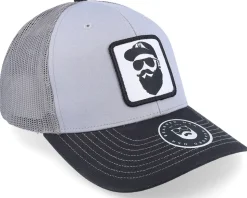 Cap Man Woven Patch Grey/Charcoal/Black Trucker - Bearded Man