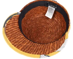 Cap With Flower Fabric Teak Honey Straw Hat - Seeberger