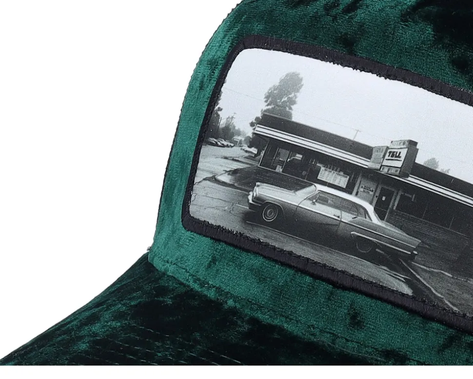 Car & Drive-through Velvet Green/Black A-frame Trucker - Calza Pennello