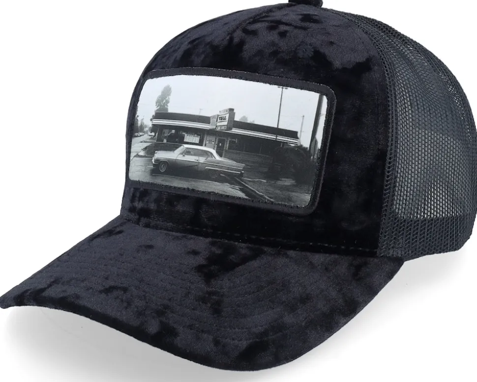 Car & Drive-through Velvet Green/Black A-frame Trucker - Calza Pennello