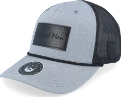 Casual Logo Black Patch Heather Grey/Black Rope A-Frame Trucker - Bearded Man