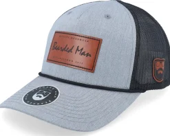 Casual Logo Brown Patch Heather Grey/Black Rope A-Frame Trucker - Bearded Man