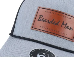 Casual Logo Brown Patch Heather Grey/Black Rope A-Frame Trucker - Bearded Man