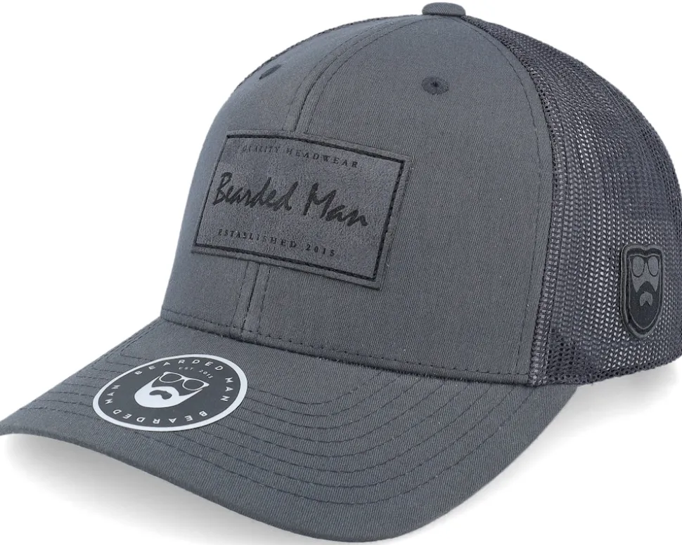 Casual Logo Patch Charcoal Trucker - Bearded Man