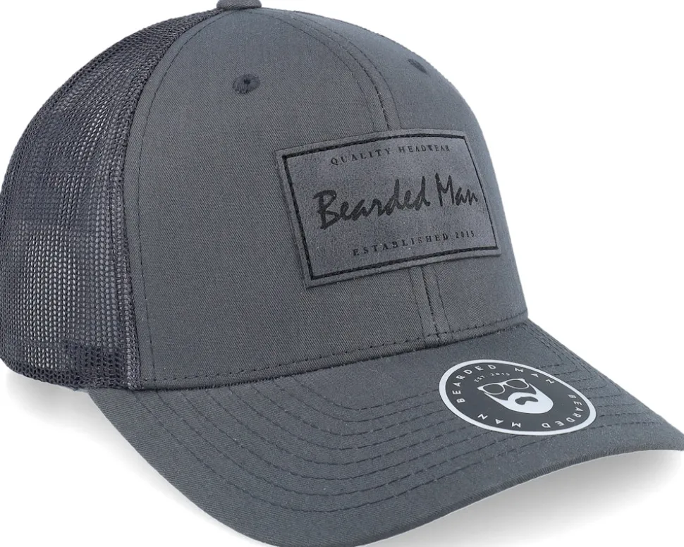 Casual Logo Patch Charcoal Trucker - Bearded Man