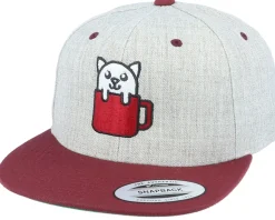 Cat In Mug Heather Grey/Maroon Snapback - Iconic