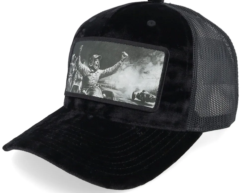 Celebrating Racing Victory Velvet Black A-Frame Trucker - Calza Pennello