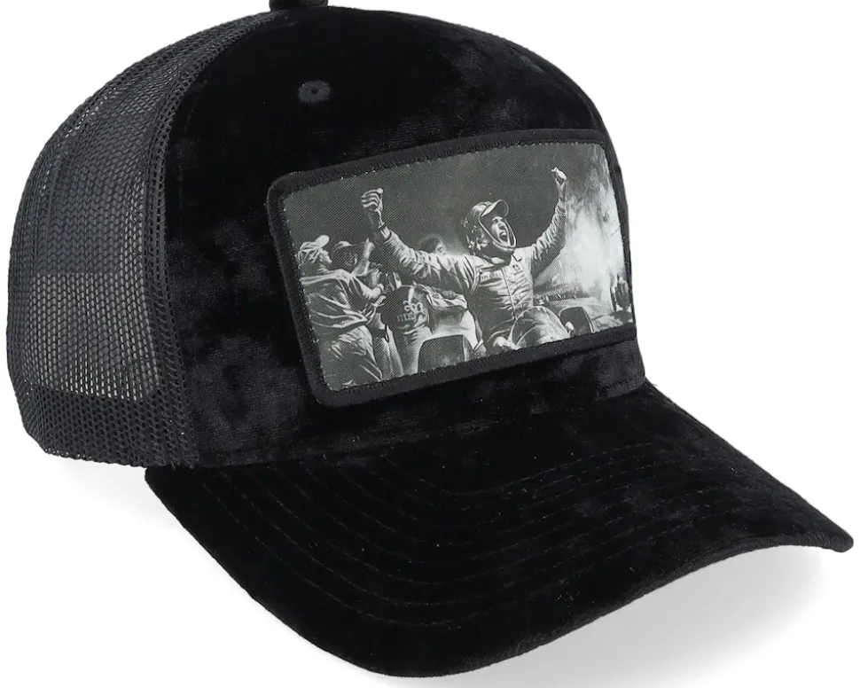 Celebrating Racing Victory Velvet Black A-Frame Trucker - Calza Pennello