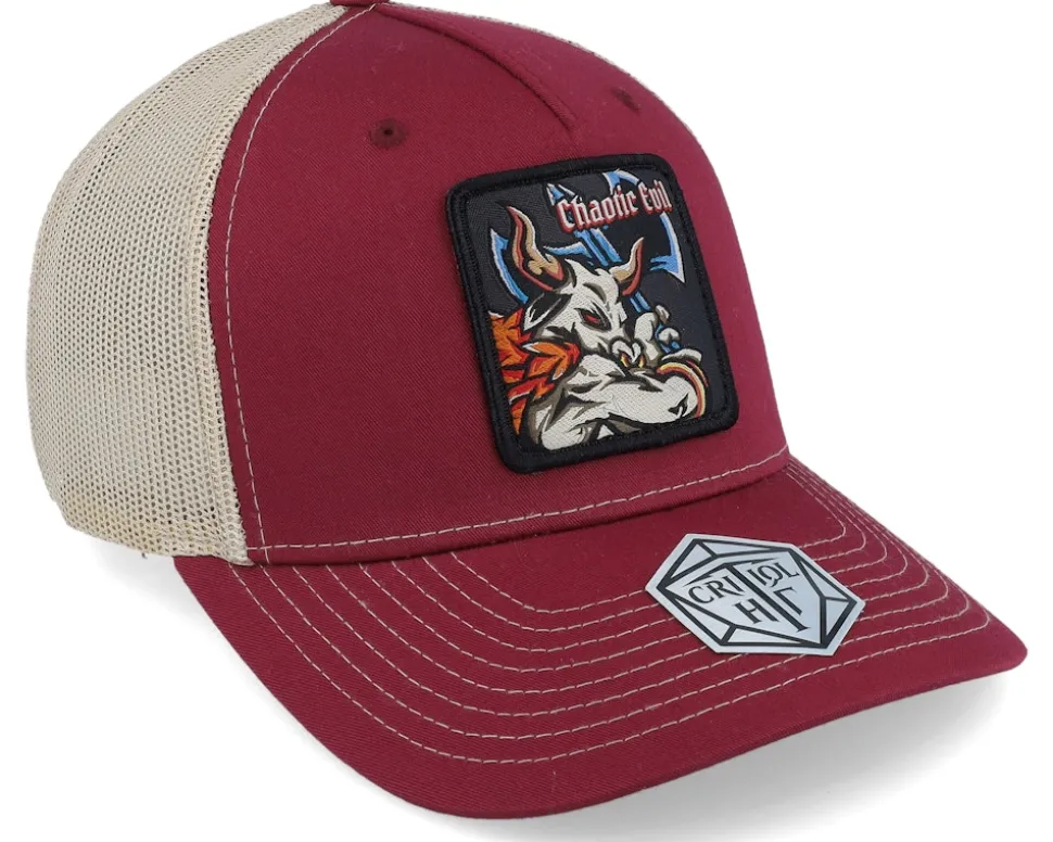 Chaotic Evil Box Patch Maroon/Khaki Trucker - Critiql Hit