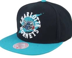 Charlotte Hornets Circle Splash Black/Teal Snapback - Mitchell & Ness
