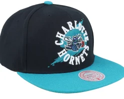 Charlotte Hornets Circle Splash Black/Teal Snapback - Mitchell & Ness
