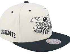 Charlotte Hornets Evergreen Cream Off White/Black Snapback - Mitchell & Ness