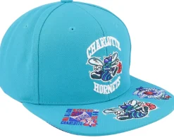 Charlotte Hornets Front Face Teal Snapback - Mitchell & Ness