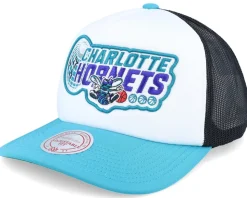Charlotte Hornets Globe Hwc White/Black/Teal Trucker - Mitchell & Ness