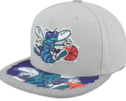 Charlotte Hornets Munch Time Hwc Grey Snapback - Mitchell & Ness